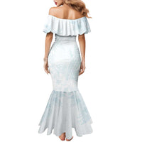 Polynesia Mermaid Dress Sharks Duo Tropical Off White