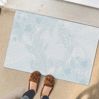 Polynesia Rubber Doormat Sharks Duo Tropical Off White