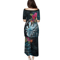 Niue Personalised Family Matching Puletasi and Hawaiian Shirt Hiapo Mix Coconut Crab