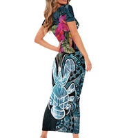 Niue Personalised Family Matching Short Sleeve Bodycon Dress and Hawaiian Shirt Hiapo Mix Coconut Crab