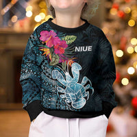 Niue Personalised Kid Ugly Christmas Sweater Hiapo Mix Coconut Crab LT7 - Polynesian Pride