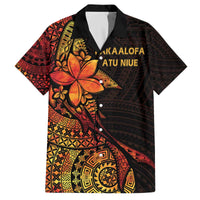 Niue Fakaalofa Atu Personalised Family Matching Off The Shoulder Long Sleeve Dress and Hawaiian Shirt Whale Hiapo Fiery Motif
