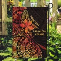 Niue Fakaalofa Atu Personalised Garden Flag Whale Hiapo Fiery Motif LT7 Garden Flag Art - Polynesian Pride