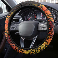 Niue Fakaalofa Atu Personalised Steering Wheel Cover Whale Hiapo Fiery Motif
