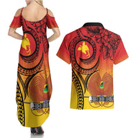 Papua New Guinea 50 Years Couples Matching Summer Maxi Dress and Hawaiian Shirt Motuan Motifs