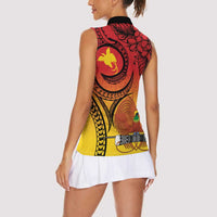 Papua New Guinea 50 Years Women Sleeveless Polo Shirt Motuan Motifs