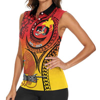 Papua New Guinea 50 Years Women Sleeveless Polo Shirt Motuan Motifs