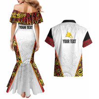 Personalized Papua New Guinea Couples Matching Mermaid Dress and Hawaiian Shirt Hapi De bilong Indipendens PNG