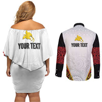 Personalized Papua New Guinea Couples Matching Off Shoulder Short Dress and Long Sleeve Button Shirt Hapi De bilong Indipendens PNG