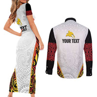 Personalized Papua New Guinea Couples Matching Short Sleeve Bodycon Dress and Long Sleeve Button Shirt Hapi De bilong Indipendens PNG