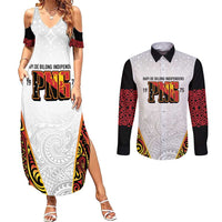 Personalized Papua New Guinea Couples Matching Summer Maxi Dress and Long Sleeve Button Shirt Hapi De bilong Indipendens PNG