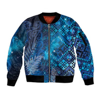 Aotearoa Taniko Matariki Sleeve Zip Bomber Jacket Cosmic Blue