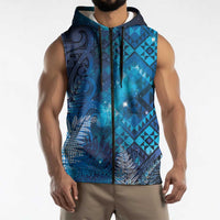 Aotearoa Taniko Matariki Sleeveless Zip Hoodie Cosmic Blue