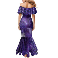 Aotearoa Taniko Matariki Family Matching Mermaid Dress and Hawaiian Shirt Cosmic Violet