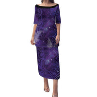 Aotearoa Taniko Matariki Family Matching Puletasi and Hawaiian Shirt Cosmic Violet