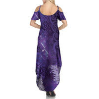 Aotearoa Taniko Matariki Family Matching Summer Maxi Dress and Hawaiian Shirt Cosmic Violet