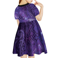 Aotearoa Taniko Matariki Kid Short Sleeve Dress Cosmic Violet