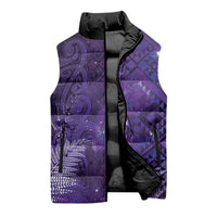 Aotearoa Taniko Matariki Sleeveless Puffer Jacket Cosmic Violet