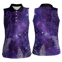 Aotearoa Taniko Matariki Women Sleeveless Polo Shirt Cosmic Violet