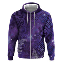 Aotearoa Taniko Matariki Zip Hoodie Cosmic Violet