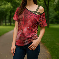 Aotearoa Taniko Matariki Cross Shoulder Shirt Cosmic Red