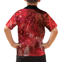 Aotearoa Taniko Matariki Family Matching Mermaid Dress and Hawaiian Shirt Cosmic Red