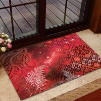 Aotearoa Taniko Matariki Rubber Doormat Cosmic Red