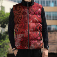 Aotearoa Taniko Matariki Sleeveless Puffer Jacket Cosmic Red