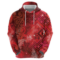 Aotearoa Taniko Matariki Zip Hoodie Cosmic Red