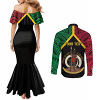 Vanuatu 44th Independence Anniversary Couples Matching Mermaid Dress and Long Sleeve Button Shirt LT7 - Polynesian Pride