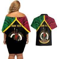 Vanuatu 44th Independence Anniversary Couples Matching Off Shoulder Short Dress and Hawaiian Shirt LT7 - Polynesian Pride