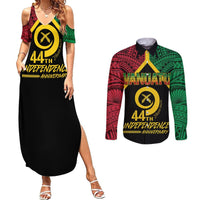 Vanuatu 44th Independence Anniversary Couples Matching Summer Maxi Dress and Long Sleeve Button Shirt LT7 Colorful - Polynesian Pride