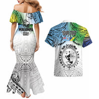 Malampa Fiji Day Couples Matching Mermaid Dress and Hawaiian Shirt Gradient Style LT7 - Polynesian Pride