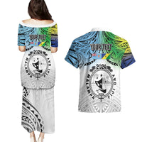 Malampa Fiji Day Couples Matching Puletasi and Hawaiian Shirt Gradient Style LT7 - Polynesian Pride