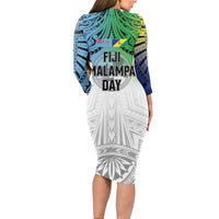 Malampa Fiji Day Long Sleeve Bodycon Dress Gradient Style LT7 - Polynesian Pride
