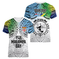 Malampa Fiji Day Women V-Neck T-Shirt Gradient Style