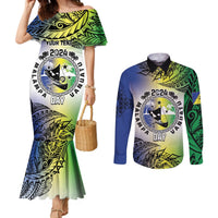 Malampa Day Couples Matching Mermaid Dress and Long Sleeve Button Shirt Emblem Gradient Style LT7 Colorful - Polynesian Pride