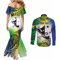 Malampa Day Couples Matching Mermaid Dress and Long Sleeve Button Shirt Emblem Gradient Style LT7 - Polynesian Pride