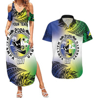 Malampa Day Couples Matching Summer Maxi Dress and Hawaiian Shirt Emblem Gradient Style LT7 Colorful - Polynesian Pride