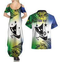Malampa Day Couples Matching Summer Maxi Dress and Hawaiian Shirt Emblem Gradient Style LT7 - Polynesian Pride