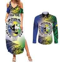 Malampa Day Couples Matching Summer Maxi Dress and Long Sleeve Button Shirt Emblem Gradient Style LT7 Colorful - Polynesian Pride