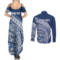 Tonga Queen Salote College Personalized Couples Matching Summer Maxi Dress and Long Sleeve Button Shirt Ngatu Tokelaufeletoa Motifs