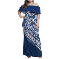 Tonga Queen Salote College Personalized Family Matching Off Shoulder Maxi Dress and Hawaiian Shirt Ngatu Tokelaufeletoa Motifs