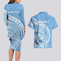 Tonga Apifo'ou Kolisi Personalized Couples Matching Long Sleeve Bodycon Dress and Hawaiian Shirt Ngatu Tokelaufeletoa Motifs