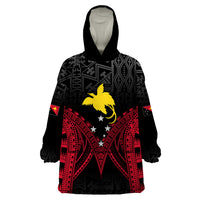 Personalised PNG Wearable Blanket Hoodie Papua Motuan Mirror Style LT7 One Size Black - Polynesian Pride