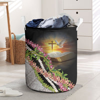 Hawaii Mokihana Mix Pikake Leis Mahalo 'Olelo Laundry Basket Black LT7 Black - Polynesian Pride