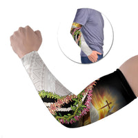 Hawaii Mokihana Mix Pikake Leis Mahalo 'Olelo Arm Sleeves Black LT7 Set of 2 Black - Polynesian Pride