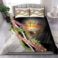Hawaii Mokihana Mix Pikake Leis Mahalo 'Olelo Bedding Set Black LT7 - Polynesian Pride