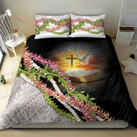 Hawaii Mokihana Mix Pikake Leis Mahalo 'Olelo Bedding Set Black LT7 - Polynesian Pride