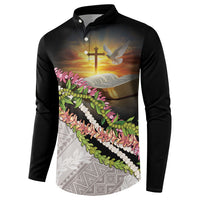 Hawaii Mokihana Mix Pikake Leis Mahalo 'Olelo Button Sweatshirt Black LT7 - Polynesian Pride